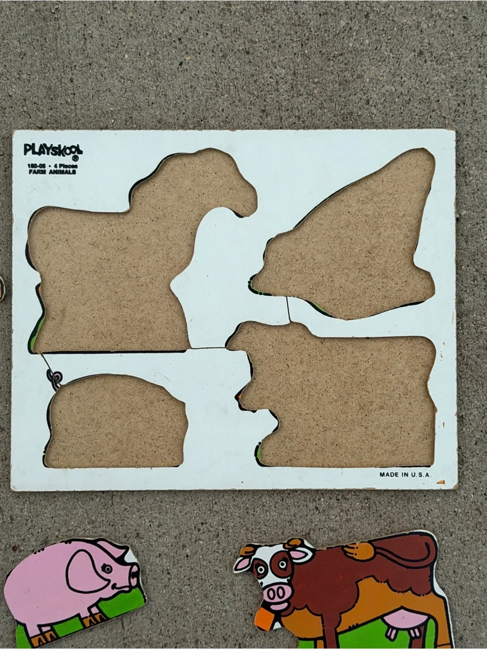 Farm Animal Wooden Puzzle - Brown, Yellow, Pink, Green